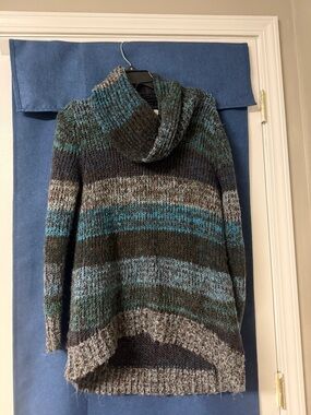 Great Northwest Clothing Company Striped Cowl Pullover - Teal, Brown & Gray